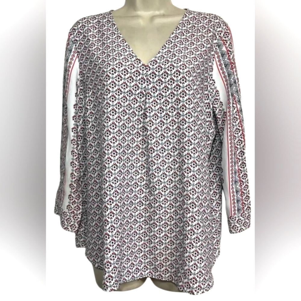 J.Jill 100% Rayon Lightweight Vneck Blouse Women's Size Medium